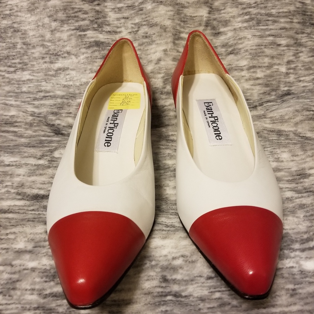 Evan picone low heels red and white